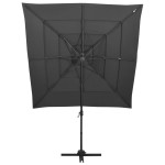 vidaXL Umbrelă de soare 4 niveluri, stâlp aluminiu antracit 250x250 cm