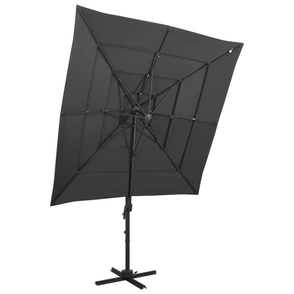 vidaXL Umbrelă de soare 4 niveluri, stâlp aluminiu antracit 250x250 cm
