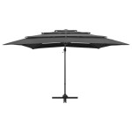 vidaXL Umbrelă de soare 4 niveluri, stâlp aluminiu antracit 250x250 cm