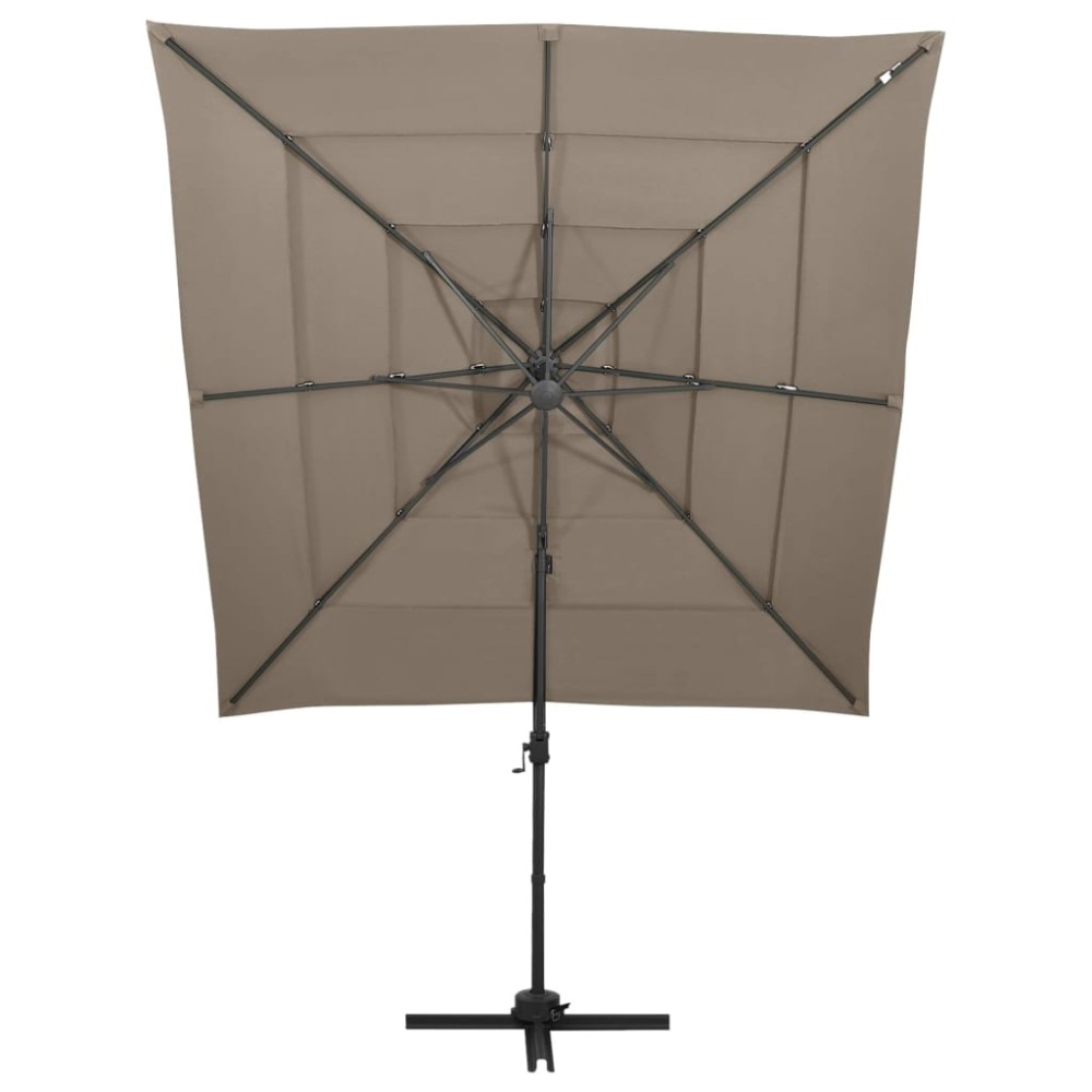 vidaXL Umbrelă de soare 4 niveluri, stâlp aluminiu, taupe, 250x250 cm