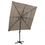 vidaXL Umbrelă de soare 4 niveluri, stâlp aluminiu, taupe, 250x250 cm vidaXL Umbrelă de soare 4 niveluri, stâlp aluminiu, taupe, 250x250 cm