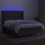 vidaXL Pat cu arcuri, saltea și LED, gri închis, 140x200 cm, textil vidaXL Pat cu arcuri, saltea și LED, gri închis, 140x200 cm, textil