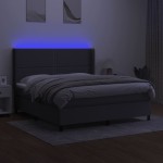 vidaXL Pat cu arcuri, saltea și LED, gri închis, 160x200 cm, textil vidaXL Pat cu arcuri, saltea și LED, gri închis, 160x200 cm, textil
