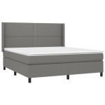vidaXL Pat cu arcuri, saltea și LED, gri închis, 160x200 cm, textil vidaXL Pat cu arcuri, saltea și LED, gri închis, 160x200 cm, textil