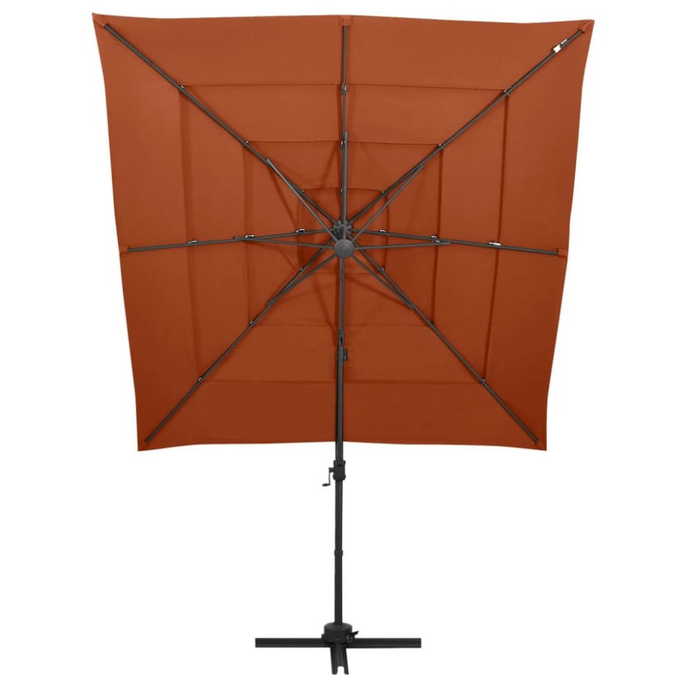 vidaXL Umbrelă soare 4 niveluri, stâlp aluminiu, cărămiziu, 250x250 cm
