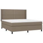 vidaXL Pat cu arcuri, saltea și LED, gri taupe, 180x200 cm, textil