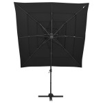 vidaXL Umbrelă de soare 4 niveluri, stâlp aluminiu, negru, 250x250 cm vidaXL Umbrelă de soare 4 niveluri, stâlp aluminiu, negru, 250x250 cm