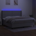 vidaXL Pat cu arcuri, saltea și LED, gri deschis, 200x200 cm, textil