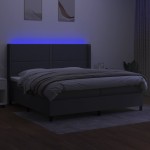 vidaXL Pat cu arcuri, saltea și LED, gri închis, 200x200 cm, textil
