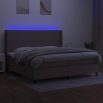 vidaXL Pat cu arcuri, saltea și LED, gri taupe, 200x200 cm, textil