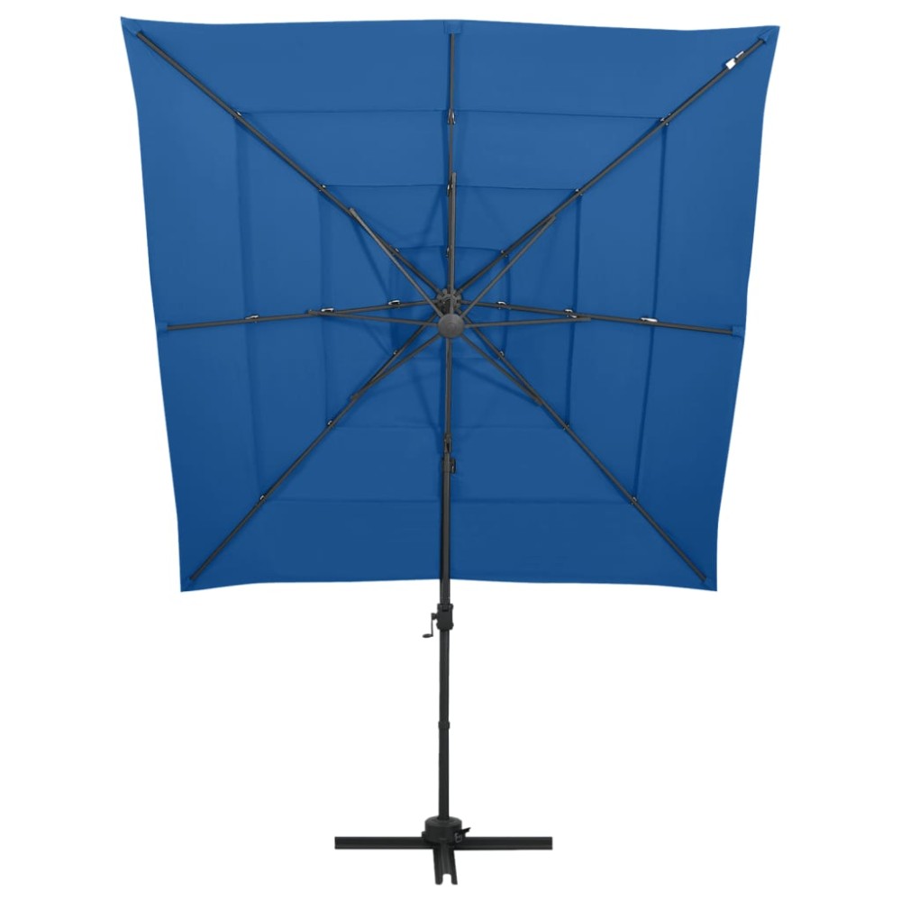 vidaXL Umbrelă cu 4 niveluri, stâlp aluminiu, albastru azur 250x250 cm