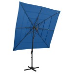 vidaXL Umbrelă cu 4 niveluri, stâlp aluminiu, albastru azur 250x250 cm vidaXL Umbrelă cu 4 niveluri, stâlp aluminiu, albastru azur 250x250 cm