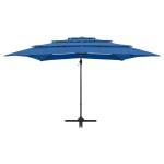 vidaXL Umbrelă cu 4 niveluri, stâlp aluminiu, albastru azur 250x250 cm vidaXL Umbrelă cu 4 niveluri, stâlp aluminiu, albastru azur 250x250 cm
