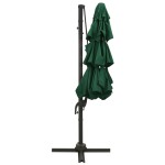 vidaXL Umbrelă de soare 4 niveluri, stâlp din aluminiu, verde, 3x3 m