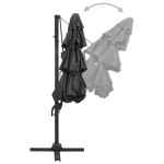vidaXL Umbrelă de soare cu 4 niveluri, stâlp aluminiu, antracit, 3x3 m