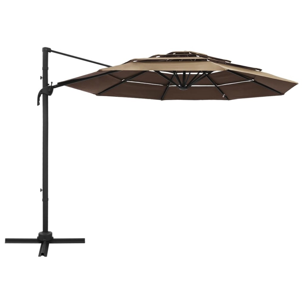 vidaXL Umbrelă de soare 4 niveluri, stâlp de aluminiu, taupe, 3x3 m