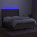 vidaXL Pat cu arcuri, saltea și LED, gri taupe, 140x190 cm, textil vidaXL Pat cu arcuri, saltea și LED, gri taupe, 140x190 cm, textil