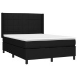 vidaXL Pat cu arcuri, saltea și LED, negru, 140x200 cm, textil vidaXL Pat cu arcuri, saltea și LED, negru, 140x200 cm, textil