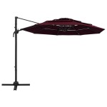 vidaXL Umbrelă soare cu 4 niveluri, stâlp aluminiu, roșu bordo, 3x3 cm vidaXL Umbrelă soare cu 4 niveluri, stâlp aluminiu, roșu bordo, 3x3 cm