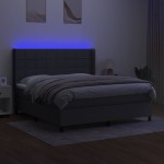 vidaXL Pat cu arcuri, saltea și LED, gri închis, 160x200 cm, textil vidaXL Pat cu arcuri, saltea și LED, gri închis, 160x200 cm, textil