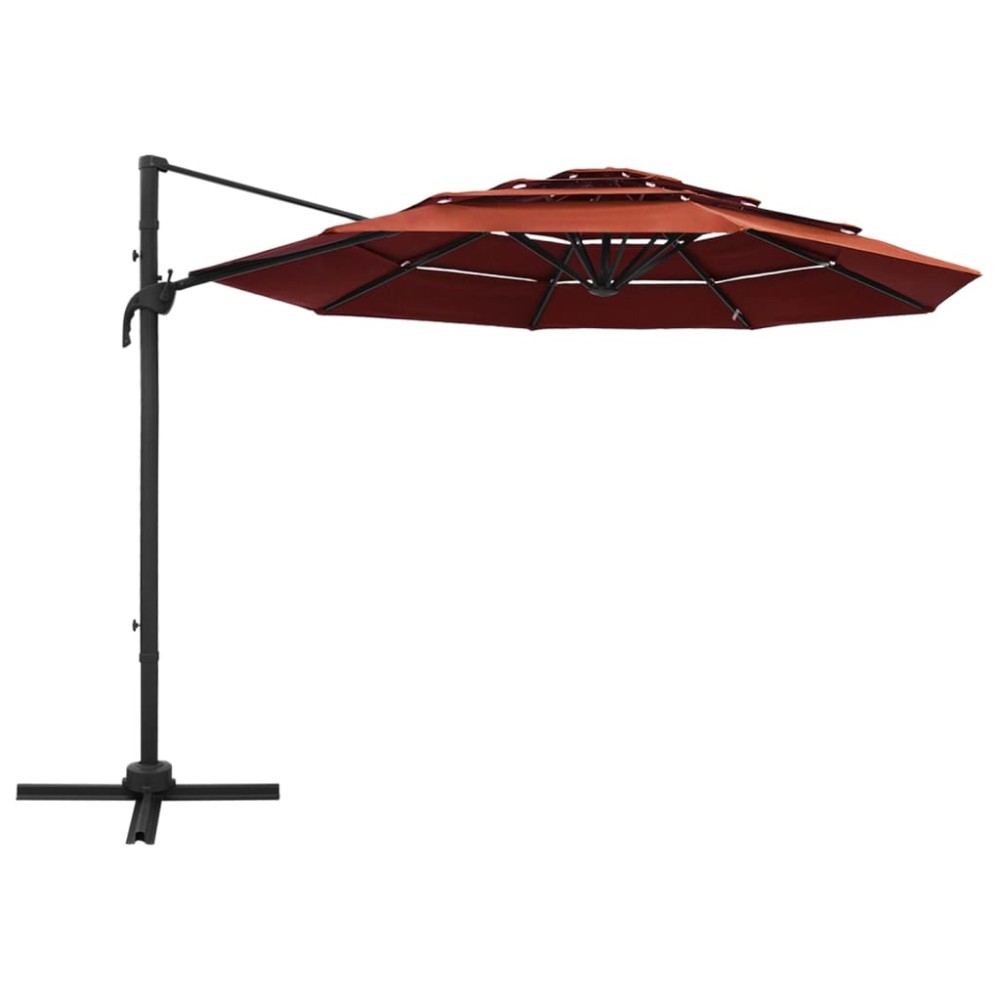 vidaXL Umbrelă de soare cu 4 niveluri, stâlp aluminiu, cărămiziu 3x3 m