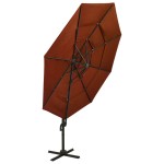 vidaXL Umbrelă de soare cu 4 niveluri, stâlp aluminiu, cărămiziu 3x3 m