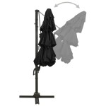 vidaXL Umbrelă de soare cu 4 niveluri, stâlp aluminiu, negru, 3x3 m