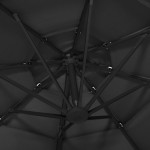 vidaXL Umbrelă de soare cu 4 niveluri, stâlp aluminiu, negru, 3x3 m
