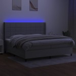 vidaXL Pat cu arcuri, saltea și LED, gri deschis, 200x200 cm, textil