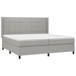 vidaXL Pat cu arcuri, saltea și LED, gri deschis, 200x200 cm, textil