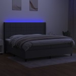 vidaXL Pat cu arcuri, saltea și LED, gri închis, 200x200 cm, textil
