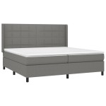 vidaXL Pat cu arcuri, saltea și LED, gri închis, 200x200 cm, textil