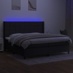 vidaXL Pat cu arcuri, saltea și LED, negru, 200x200 cm, textil