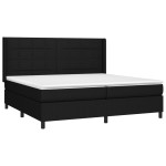 vidaXL Pat cu arcuri, saltea și LED, negru, 200x200 cm, textil
