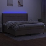 vidaXL Pat cu arcuri, saltea și LED, gri taupe, 200x200 cm, textil