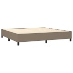 vidaXL Pat cu arcuri, saltea și LED, gri taupe, 200x200 cm, textil