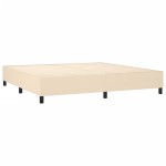 vidaXL Pat cu arcuri, saltea și LED, crem, 200x200 cm, textil