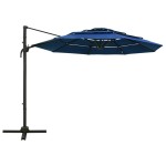 vidaXL Umbrelă de soare 4 niveluri, stâlp din aluminiu, azuriu, 3x3 m vidaXL Umbrelă de soare 4 niveluri, stâlp din aluminiu, azuriu, 3x3 m