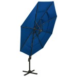 vidaXL Umbrelă de soare 4 niveluri, stâlp din aluminiu, azuriu, 3x3 m vidaXL Umbrelă de soare 4 niveluri, stâlp din aluminiu, azuriu, 3x3 m