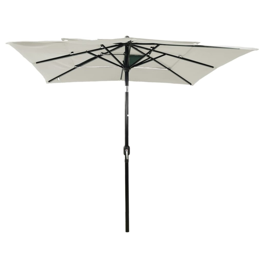 vidaXL Umbrelă de soare 3 niveluri, stâlp aluminiu, nisipiu, 2,5x2,5 m