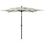 vidaXL Umbrelă de soare 3 niveluri, stâlp aluminiu, nisipiu, 2,5x2,5 m vidaXL Umbrelă de soare 3 niveluri, stâlp aluminiu, nisipiu, 2,5x2,5 m