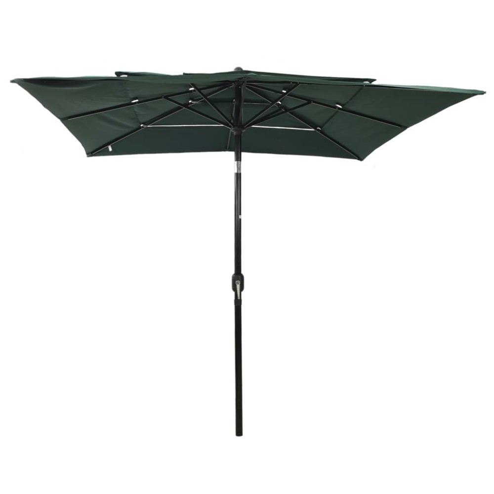 vidaXL Umbrelă de soare 3 niveluri, stâlp aluminiu, verde, 2,5x2,5 m