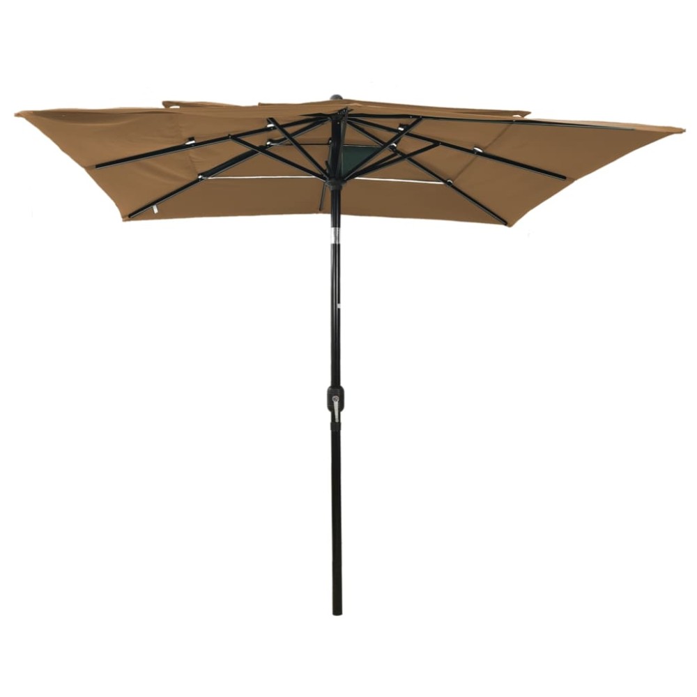 vidaXL Umbrelă de soare 3 niveluri, stâlp aluminiu, taupe, 2,5x2,5 m