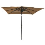 vidaXL Umbrelă de soare 3 niveluri, stâlp aluminiu, taupe, 2,5x2,5 m vidaXL Umbrelă de soare 3 niveluri, stâlp aluminiu, taupe, 2,5x2,5 m