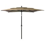 vidaXL Umbrelă de soare 3 niveluri, stâlp aluminiu, taupe, 2,5x2,5 m vidaXL Umbrelă de soare 3 niveluri, stâlp aluminiu, taupe, 2,5x2,5 m