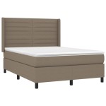 vidaXL Pat cu arcuri, saltea și LED, gri taupe, 140x190 cm, textil vidaXL Pat cu arcuri, saltea și LED, gri taupe, 140x190 cm, textil
