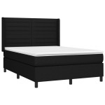 vidaXL Pat cu arcuri, saltea și LED, negru, 140x200 cm, textil