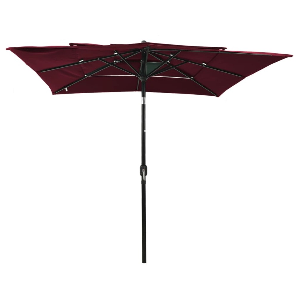 vidaXL Umbrelă de soare 3 niveluri stâlp aluminiu roșu bordo 2,5x2,5 m