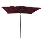 vidaXL Umbrelă de soare 3 niveluri stâlp aluminiu roșu bordo 2,5x2,5 m vidaXL Umbrelă de soare 3 niveluri stâlp aluminiu roșu bordo 2,5x2,5 m