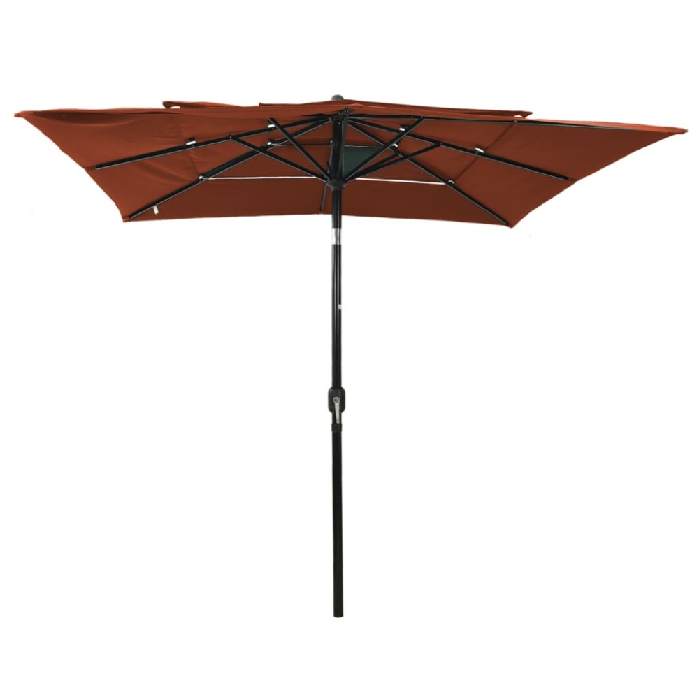 vidaXL Umbrelă de soare 3 niveluri, stâlp aluminiu cărămiziu 2,5x2,5 m